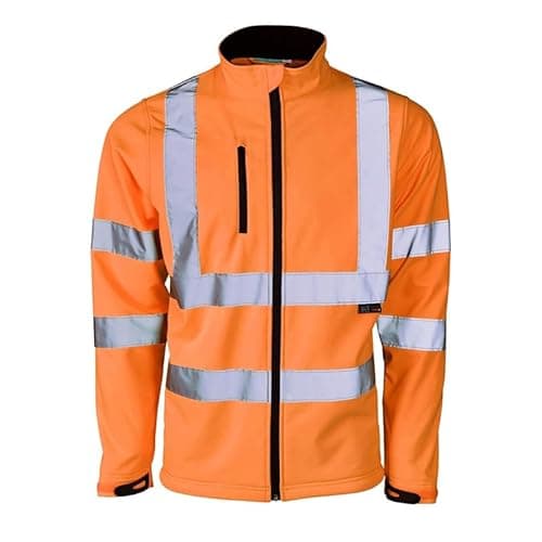 Image of Mens Softshell Jacket Hi Vis Viz High Visibility Reflective & Plain Water Resistant Shower Proof Rain Repellent Windproof Safety Site Coat Workwear Builder Work Wear Warm Top(Orange,L)