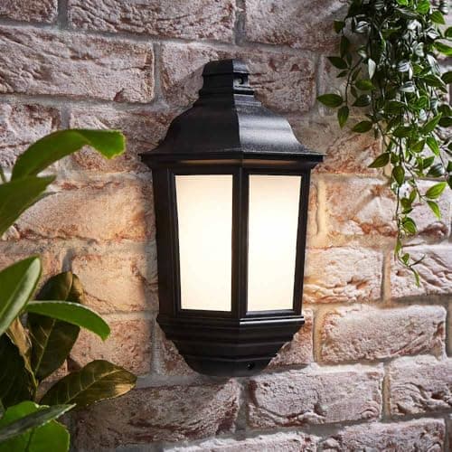 Image of MiniSun | Traditional Black Aluminium Porch Wall Mounted Flush Lantern | Outdoor Wall Lights, Home Décor & Improvement Essential | Mains Wired