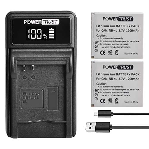 Image of PowerTrust 2x NB-4L NB 4L Battery and Charger for Canon IXUS 255 HS, IXUS 230 HS, IXUS 220 HS, ELPH 300 HS,IXUS 80, IXUS 130, IXUS 115 HS, IXUS 100 IS, TX1, IXUS 120 IS,SD960 IS, SD750