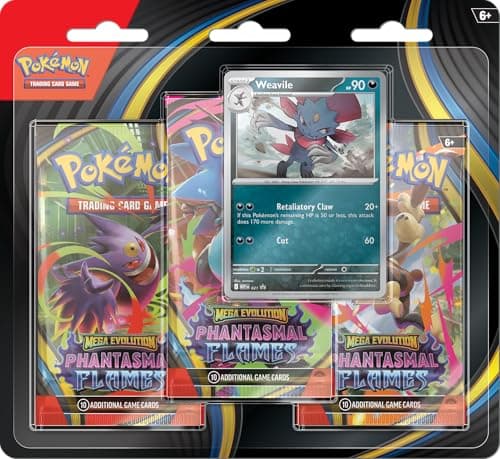 Image of Pokémon TCG: Mega Evolution—Phantasmal Flames Triple Pack Weavile (1 Foil Promo Card & 3 Booster Packs)