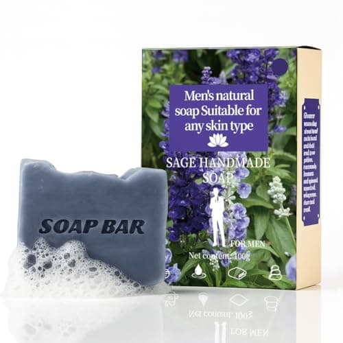 Image of APPTI Mens Handmade Bar Soap, Cold Pressed Bar Soaps for Men, Natural Moisturizing Cleansing Soap Bar for Face & Body, Sage