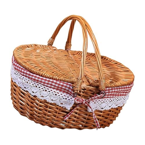 Image of HDOYTXXM Shopping Storage Hamper Basket Handle Picnics Bag Willows Weaving Storage Hamper For Lifestyle Seekers Folding Handle Basket