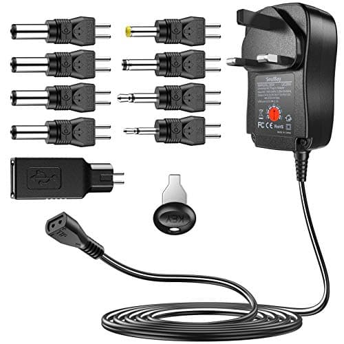 Image of SoulBay 30W Reverse Polarity Universal AC Adapter Multi Voltage DC Power Supply, with 9pcs Adaptor Tips, Compatible with 3V to 12V Household Electronics, 2Amp Output