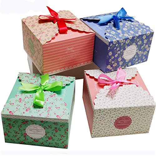 Image of Chilly Gift Boxes, Set of 12 Decorative Treats Boxes, Cake, Cookies, Goodies, Candy and Handmade Baby Bath Bombs Shower Soaps Gift Boxes for Christmas, Birthdays, Holidays, Weddings (Flower Patterned)