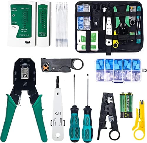Image of MIAOKE 21-in-1 Network Tool Set, Network Repair Tools with Wire Stripper, Professional Network Cable Tester Kit for Home, Factory & Computer Maintenance INCLUDES LAN Cable Tester