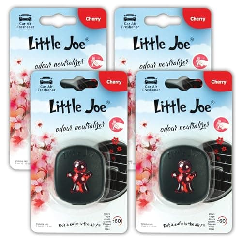Image of Little Joe Membrane Car Air Freshener, 60-Day Long-Lasting Fragrance, Extra Strong Scented Vent Clip for Car Interior Home & Office - 4 Pack Cherry Scent (Red)