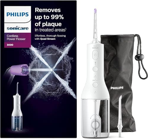 Image of Philips Sonicare Cordless Power Flosser 3000 Oral Irrigator - Water Flosser for Teeth, Gums and Dental Care, White (Model HX3826/31)