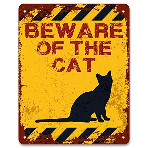 Image of Print Crafted - Beware Of The Cat | Vintage Metal Garden Warning Sign