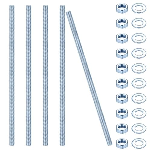 Image of M12 Fully Threaded Rods & Studs, Threaded Bars, Blue Zinc Threads Rods for Anchor Bolts Screws, with Nuts and Washers (5, Blue Zinc, M12 x 300mm)