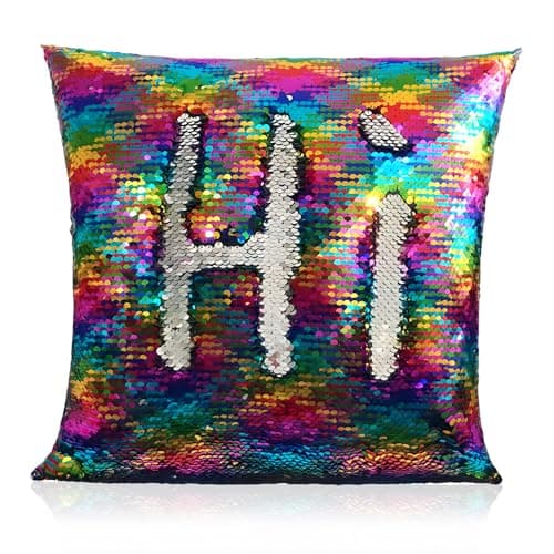 Image of Cncedi Magic Reversible Sequins Pillow Cover Throw Cushion Case, Color Changing Pillow Cover for Home Car Sofa Decorative,40x40cm