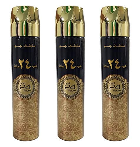 Image of Ard Al Zaafaran Room Spray Air Fresheners Oud/Musk/Woody/Rose Scent Perfume for Home/Car/Office Pack of 3Pcs of 300ml Sprays from UAE (Oud 24 Hours)