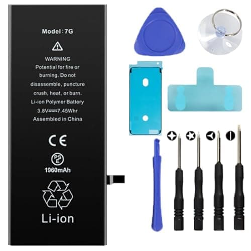 Image of Batt-IPhone 7 Battery Replacement Kit Including Water Proof Sticker, Screwdriver, Suction Cup, Pry Tool - DIY Smartphone Repair, Professional Battery Replacement Accessories (1960 mAh).