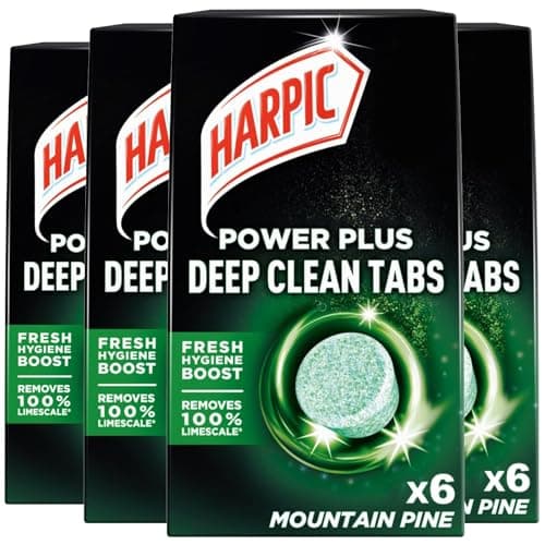 Image of Harpic Power Plus Toilet Tablets Mountain Pine Deep Cleaning Pack of 24 – Removes Stains, Prevents Limescale, Freshens with Every Flush