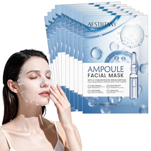 Image of Pack of 10 - Hyaluronic Acid Face Masks,korean Face Mask,Hydrating Deep Moisturizing for All Skin Types,Daily Care Face Sheet Mask