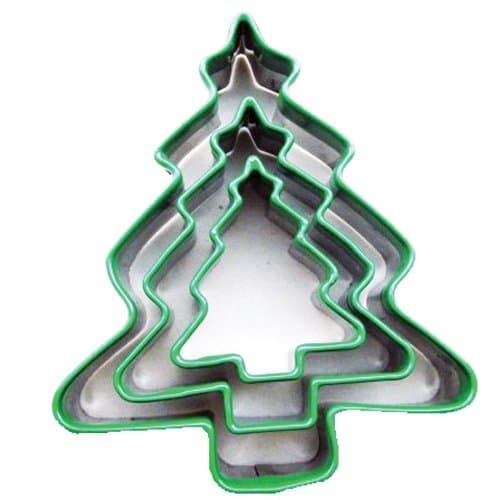 Image of Eddingtons Set of 3 Christmas Tree Shape Cutters with Green Tops