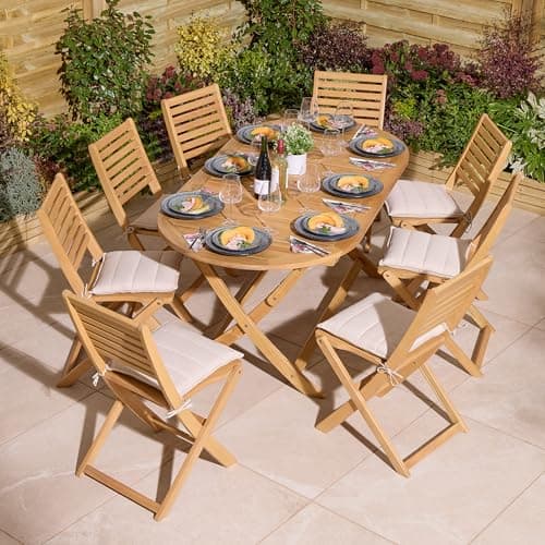 Image of Rowlinson Ashdown Folding 8 Seat Oval Dining Set with Cushions