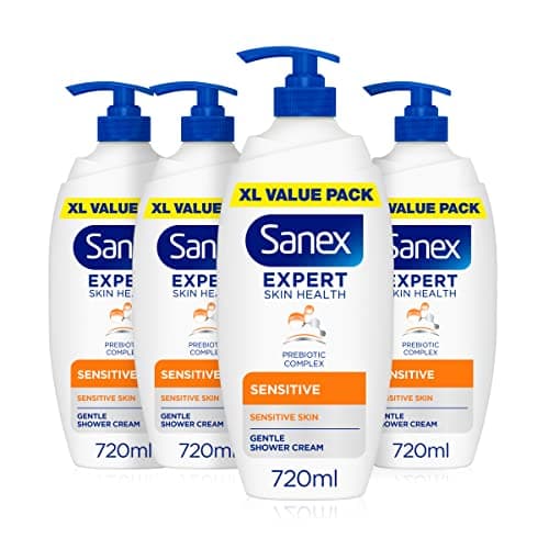 Image of Sanex Body Wash - Expert Skin Health - Sensitive Shower Cream - Dermatologist Tested Gentle For Sensitive Skin - Multipack - 4 Pack - 720ml Bottles