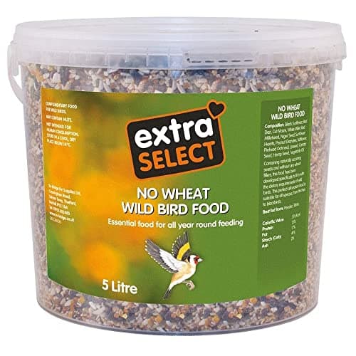 Image of Extra Select No Wheat Wild Bird Food: Wheat Free Bird Seed for All Seasons, mixed Bird Feed - 5L Tub