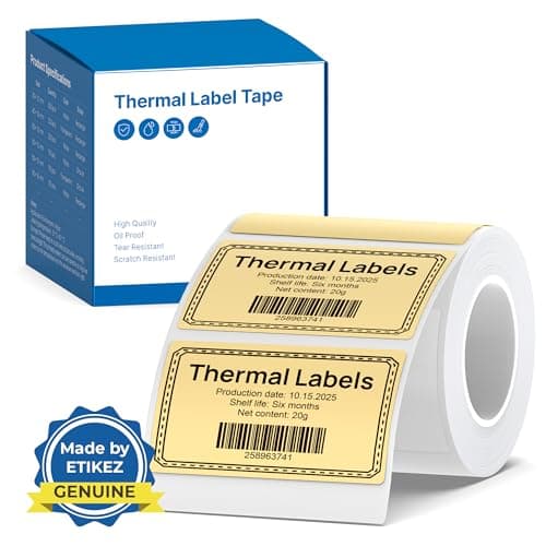 Image of ETIKEZ Thermal Label for PM260 Printer, 1.57'' x 1.18'' (40x30mm) Thermal Tape, Waterproof, Multi-Purpose Label, 1 Roll of 230 Self-Adhesive Thermal Paper (Yellow)