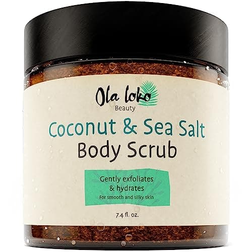 Image of Coconut and Dead Sea Salt Body Scrub - Body Scrub Exfoliator, Scrubs & Body Treatments with Hyaluronic Acid & Vitamin E, Exfoliating Body Scrub to Moisturize & Remove Dead Skin, Exfoliating Scrub