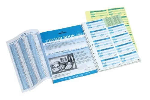 Image of Durable Visitor Book 300 Refill Pack - Insert Refill Book for Professional Use - Includes 300 Perforated 90 x 60 mm Badge Inserts - GDPR Compliant Visitor Management