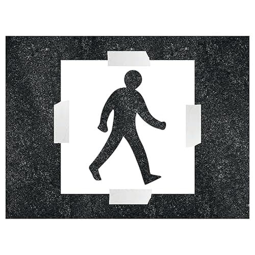 Image of V Safety Pedestrian Icon Stencil 400 x 400 mm - 1.1mm Stencil Polypropylene Safety Sign