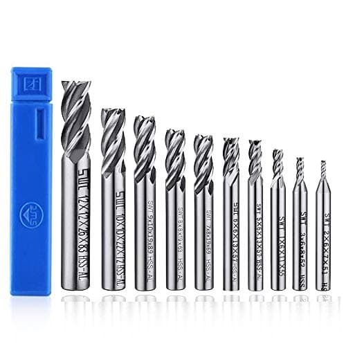 Image of ASNOMY 2-12mm Metric 4-Flute CNC End Milling Cutter Drill Bits Set for Metal Aluminum Titanium Wood