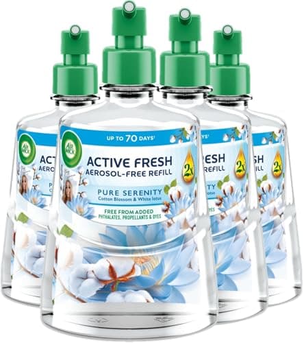 Image of Air Wick Pure Serenity 24/7 Active Fresh Refill 228ml x 4 Pack - Lasts up to 70 days Air Freshener