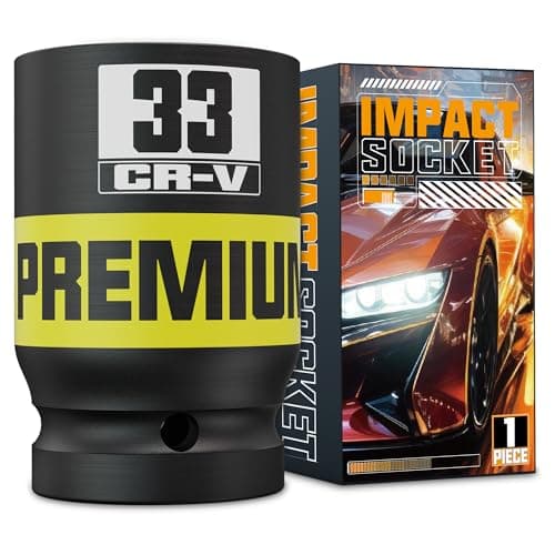 Image of Aurlloct 1" Drive Impact Socket Single, 33 mm Hex Long Socket for Auto Motive Trucks Car Tires Tractors Engines Repairing DIY Mechanic Tool