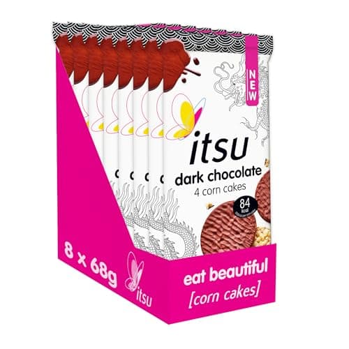Image of itsu Dark Chocolate Corn Cakes 68g | Sharing Snack | Gluten free | Pack of 8
