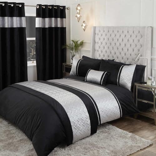 Image of Rapport Home Capri Duvet Set Super King Silver,Black Silver