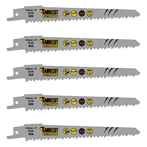 Image of 5 x SabreCut SCRS644D_5 150mm 6 TPI S644D Fast Wood Cutting Reciprocating Sabre Saw Blades
