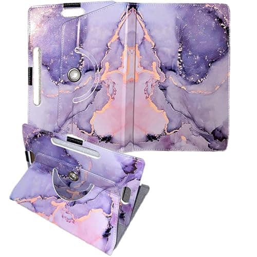 Image of SU 10 inch Tablet Case - Universal Stand Case Folio Cover Magic Leather 360° Rotating Case Fits for ALL 10in Inch & 10.1in Inch Tablets + Stylus Pen (Marble Design 1)