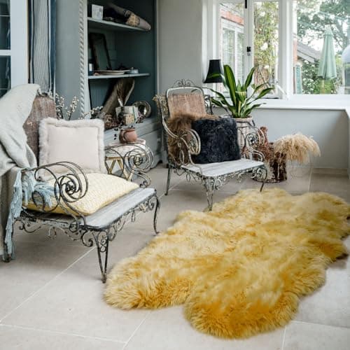 Image of Arthur Cameron Genuine Sheepskin Colourful Rugs (Quad) (Mustard)