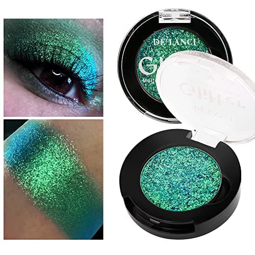 Image of Afflano Single Duo Chrome Green Eyeshadow Shimmery, Highly Pigmented Multichrome Eyeshadows Green, Color Changing Forest Blue Glitter Eyeshadow, Holographic Chrome Eye Shadow for Daily Eye Makeup