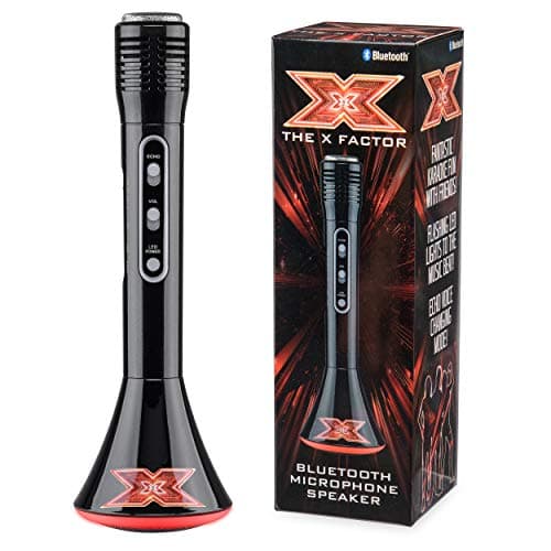 Image of The X Factor TY6012 Karaoke Microphone Speaker with Wireless Bluetooth, LED Lights and Echo Function for Kids and Adults, XF1, Black