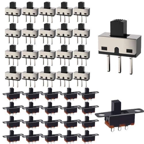 Image of Gebildet 40PCS Slide Switches 250V/3A,1P2T SPDT 3 Pin 2 Position SS12D10 and 50V/0.5A Mini Panel Slide Switch ON/Off SS12F15 3Pin Toggle Switch