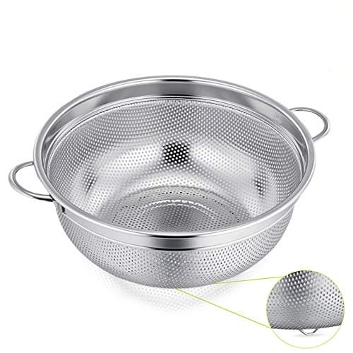 Image of HaWare Stainless Steel Colander, 20cm Micro-Perforated & Footed Metal Colander with Handle, Heavy Duty Strainer for Kitchen Food/Pasta/Vegetable/Rice/Fruit/Noodles - Dishwasher Safe