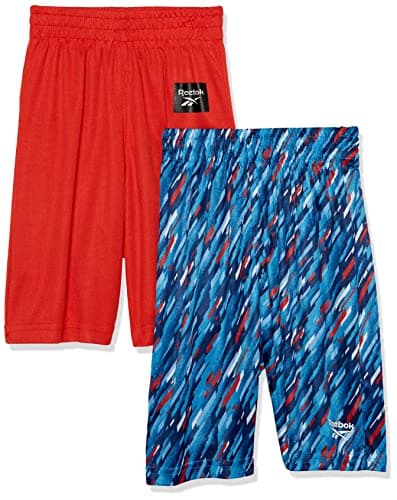 Image of Reebok Men's Boys' 2-Pack Performance Shorts Multipack, Red/Blue, 7