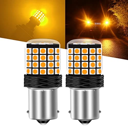 Image of Sidaqi 1156 BA15S P21W LED Amber Yellow 12-24V 54SMD 3030 42W Super Bright 2200LM Canbus P21W 382 LED Bulb for Indicator Front and Rear Turn Signal Lights -2PCS
