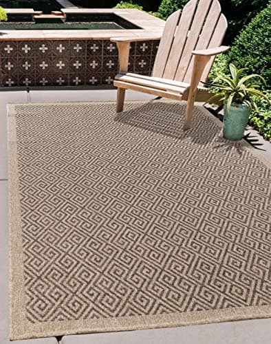 Image of Serdim Rugs Harper Kilim Braided Greek Key Design Outdoor Rugs, Jute, Rectangle 120 x 170cm