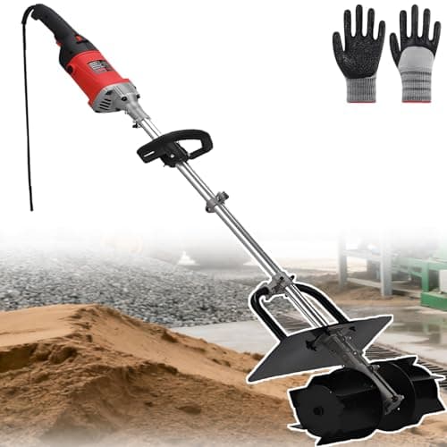 Image of Handheld Concrete Mixer - 1700W Electric Mixer with 10m Water Hose, 6 Speeds, Heavy-Duty 32cm Blade for Cement, Sand, and Feed Mixing