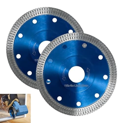 Image of 2 Pcs 115mm Diamond Cutting Discs, Diamond Saw Blade, Tile Cutting Disc for Angle Grinder, 115 x 1.2 x 22.23mm Ultra Thin Turbo Saw Blade for Granite Marble Concrete Brick Ceramic Stone (4.5" Blue)