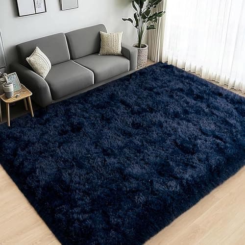 Image of BedLooms Rugs Living Room 120 x 170 cm – Large Navy Area Rugs for Bedroom Non Slip – Modern Super Soft Plush Carpets Fluffy Shaggy Rug for Lounge, Dining Room – Non Shedding Bedside Rug for Kids Room