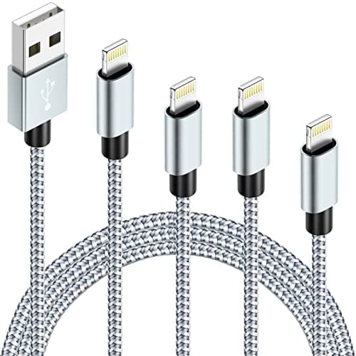 Image of IDISON iPhone lightning cable 4 Pack, iPhone Charging Cable 2M,2M,3M,1M,MFi Braided Nylon Apple iphone Charger Cable, Compatible with iPhone 13, 12, 11,Max XS XR X Pro Max Mini 8 7 6S 6 Plus 5S