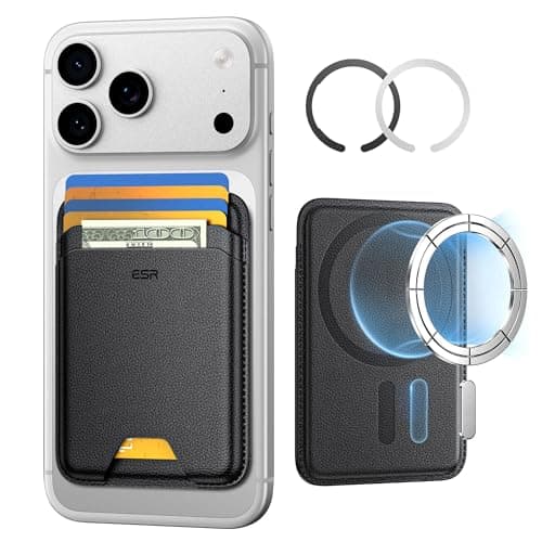 Image of ESR for MagSafe Wallet, 5-Card Holder with RFID Blocking, MagSafe Sticker Included, Slim Magnetic Wallet for iPhone 17e/17/16/15/14/13/12 Series and Selected Samsung Devices, Not for mini, Black