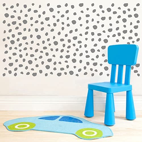 Image of Polka Dots Wall Decals, 256 Pieces Irregular Polka Dot Wall Stickers Removable Vinyl DIY Minimalist Geometric Art Wall Mural for Bedroom Living Room Nursery Door Tile Grey