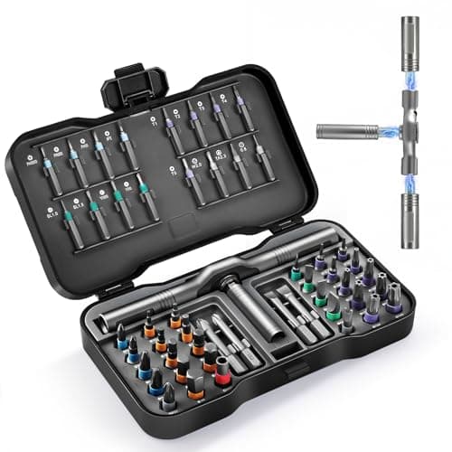 Image of Ratchet Screwdriver Set, 50-in-1 Magnetic Screwdriver Set, S2 Steel Blades, 58-Tooth Ratchet, Detachable T-Handle, Ideal for Furniture, Precision Instruments, Bicycle Repair Tools, etc