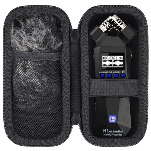 Image of Aenllosi Hard Carrying Case Compatible with Zoom H1essential 32-Bit Handy Recorder,Mesh Bag Holds for Zoom Sound Recorder Windscreen Muff(Black,Case Only)