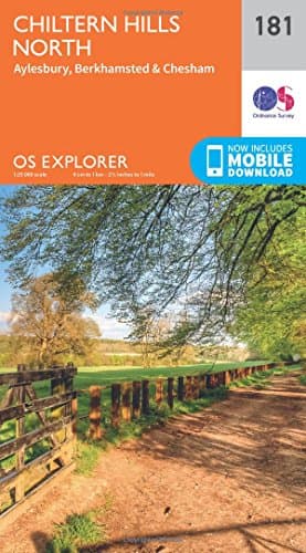 Image of Chiltern Hills North Map | Aylesbury, Berkhamsted & Chesham | Ordnance Survey | OS Explorer Map 181 | England | Walks | Hiking | Maps | Adventure